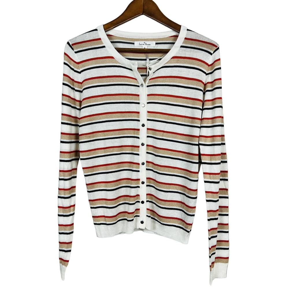NEW! Love Tree Button Front Cardigan Long Sleeve Stripe - M